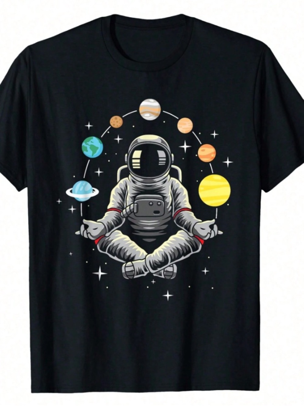 Meditating Astronaut - Galaxy Spaceman Astronomer Cosmos Men's Cotton T-Shirt